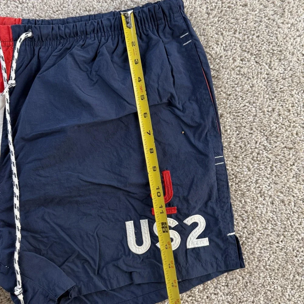 Vintage Nautica Swim Shorts Mens XL Red White Blue Flag Trunks Lined Patriotic